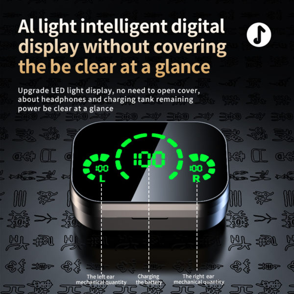 YD03 Wireless Bluetooth Headset TWS Large Screen Smart Digital Display - Image 4